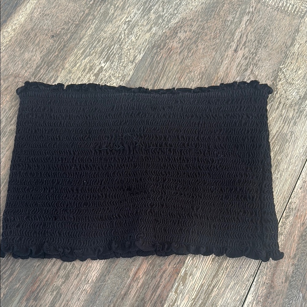 Bozzolo Black Smocked Crop Top
